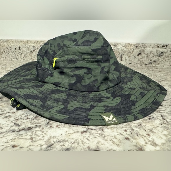 Mission COOLING ANYWHERE BOONIE BUCKET HAT Green Camouflage OSFM - Picture 3 of 7